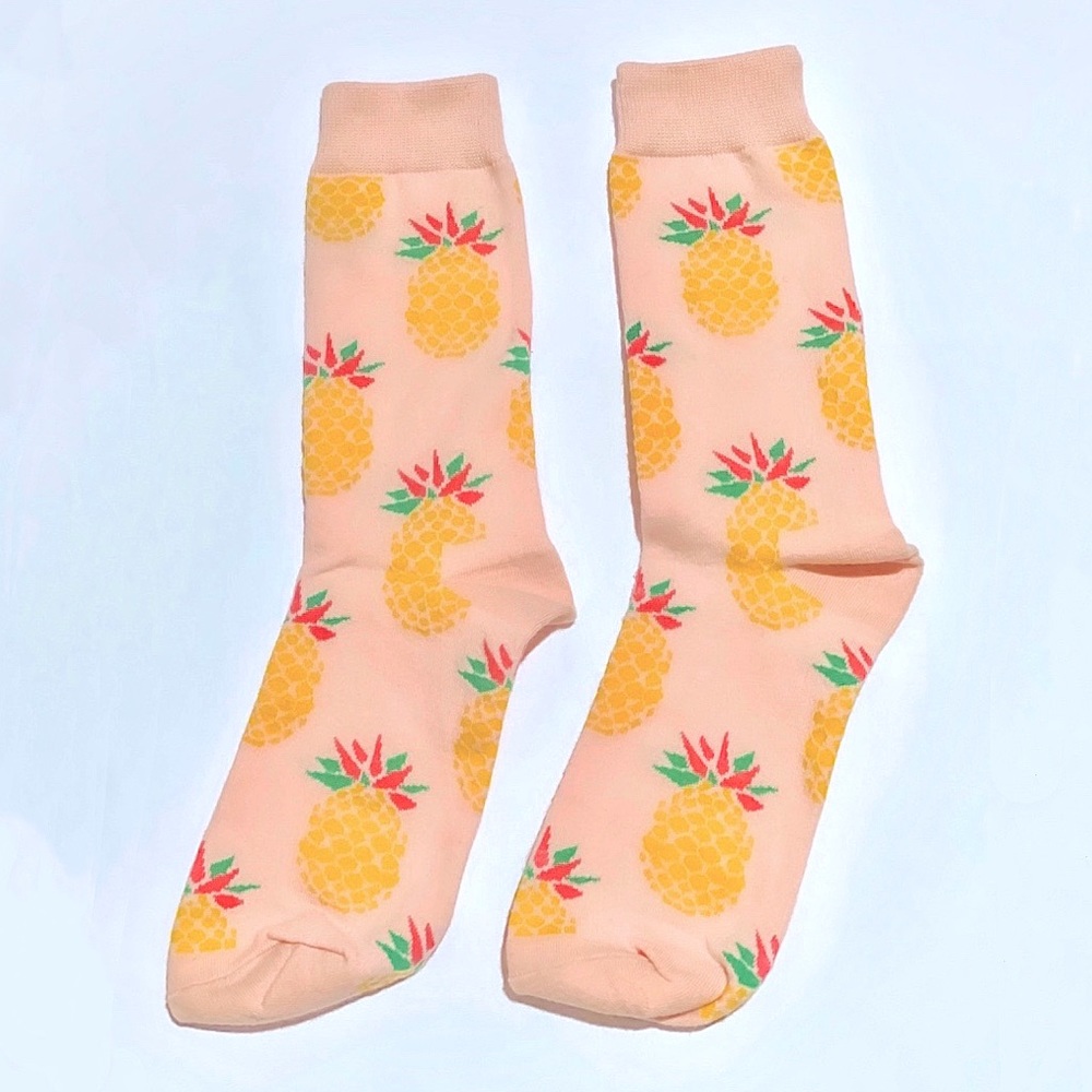 Cotton Pineapple Fruit Mid-Calf Socks
